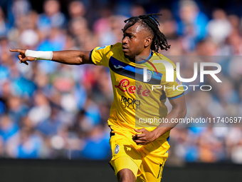 Ademola Lookman of Atalanta BC gestures during the serie Serie A Enilive match between SSC Napoli and Atalanta BC at Stadio Diego Armando Ma...