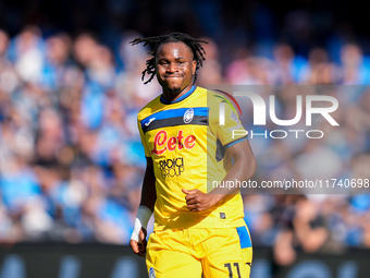 Ademola Lookman of Atalanta BC reacts during the serie Serie A Enilive match between SSC Napoli and Atalanta BC at Stadio Diego Armando Mara...