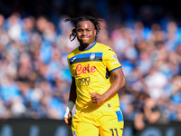 Ademola Lookman of Atalanta BC reacts during the serie Serie A Enilive match between SSC Napoli and Atalanta BC at Stadio Diego Armando Mara...