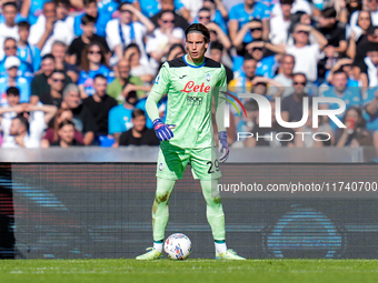 Marco Carnesecchi of Atalanta BC looks on during the serie Serie A Enilive match between SSC Napoli and Atalanta BC at Stadio Diego Armando...