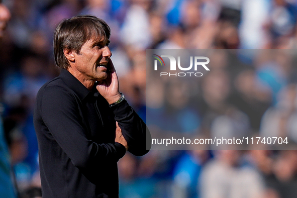 Antonio Conte Head Coach of SSC Napoli looks on during the serie Serie A Enilive match between SSC Napoli and Atalanta BC at Stadio Diego Ar...