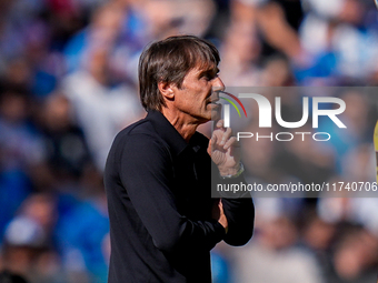 Antonio Conte Head Coach of SSC Napoli gestures during the serie Serie A Enilive match between SSC Napoli and Atalanta BC at Stadio Diego Ar...