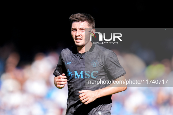 Billy Gilmour of SSC Napoli looks on during the serie Serie A Enilive match between SSC Napoli and Atalanta BC at Stadio Diego Armando Marad...