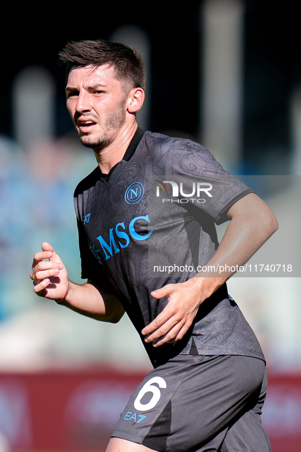 Billy Gilmour of SSC Napoli looks on during the serie Serie A Enilive match between SSC Napoli and Atalanta BC at Stadio Diego Armando Marad...