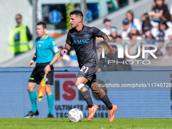 Matteo Politano of SSC Napoli during the serie Serie A Enilive match between SSC Napoli and Atalanta BC at Stadio Diego Armando Maradona on...