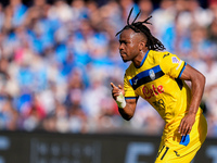 Ademola Lookman of Atalanta BC celebrates after scoring second goal during the serie Serie A Enilive match between SSC Napoli and Atalanta B...