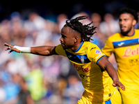 Ademola Lookman of Atalanta BC celebrates after scoring second goal during the serie Serie A Enilive match between SSC Napoli and Atalanta B...