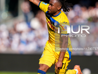 Ademola Lookman of Atalanta BC celebrates after scoring second goal during the serie Serie A Enilive match between SSC Napoli and Atalanta B...