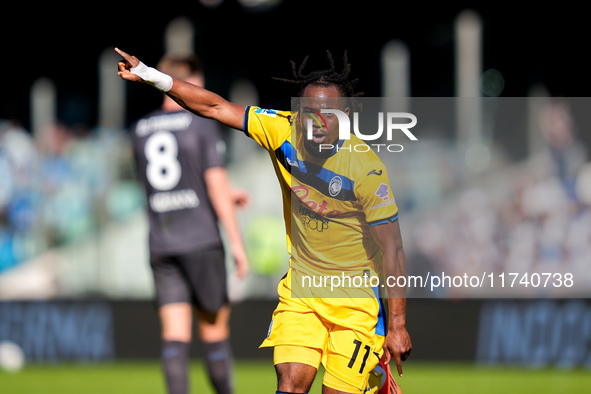 Ademola Lookman of Atalanta BC celebrates after scoring second goal during the serie Serie A Enilive match between SSC Napoli and Atalanta B...