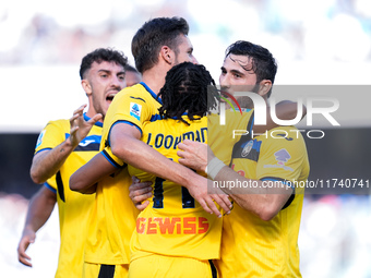 Ademola Lookman of Atalanta BC celebrates after scoring second goal during the serie Serie A Enilive match between SSC Napoli and Atalanta B...