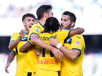 Ademola Lookman of Atalanta BC celebrates after scoring second goal during the serie Serie A Enilive match between SSC Napoli and Atalanta B...