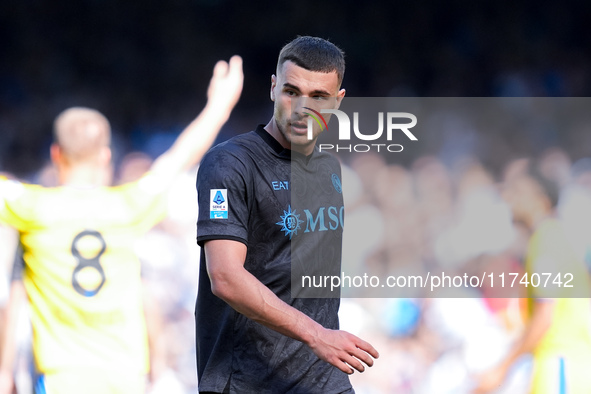 Alessandro Buongiorno of SSC Napoli looks on during the serie Serie A Enilive match between SSC Napoli and Atalanta BC at Stadio Diego Arman...