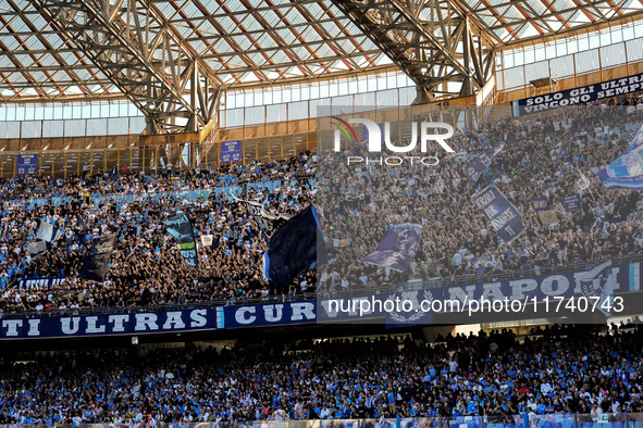 Supporters of SSC Napoli during the serie Serie A Enilive match between SSC Napoli and Atalanta BC at Stadio Diego Armando Maradona on Novem...