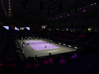 RIYADH, SAUDI ARABIA - NOVEMBER 04: Elena Rybakina of Kazakhstan during her match against Qinwen Zheng of China on day 3 of the 2024 WTA Fin...