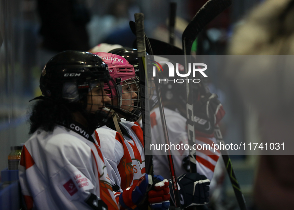 The KS Cracovia 1906 team plays against MMKS Podhale Nowy Targ at the Adam 'Roch' Kowalski ice rink on the occasion of the 20th anniversary...