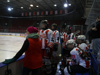 The KS Cracovia 1906 team plays against MMKS Podhale Nowy Targ at the Adam 'Roch' Kowalski ice rink on the occasion of the 20th anniversary...