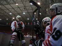 The KS Cracovia 1906 team plays against MMKS Podhale Nowy Targ at the Adam 'Roch' Kowalski ice rink on the occasion of the 20th anniversary...