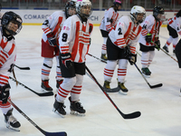 The KS Cracovia 1906 team plays against MMKS Podhale Nowy Targ at the Adam 'Roch' Kowalski ice rink on the occasion of the 20th anniversary...