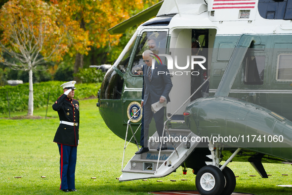 President Biden returns to the White House on November 4, 2024. 