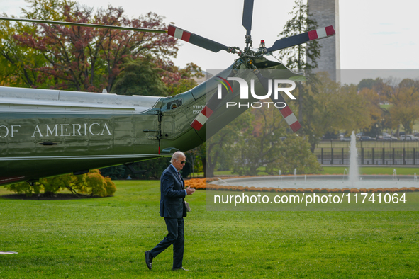 President Biden returns to the White House on November 4, 2024. 