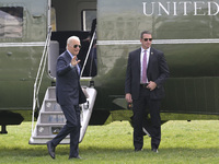 US President Joe Biden arrives at the White House from Wilmington, Delaware, on November 4, 2024, at the South Lawn in Washington, DC, USA....