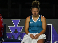 RIYADH, SAUDI ARABIA - NOVEMBER 04: Jasmine Paolini of Italy during her match against Aryna Sabalenka of Belarus  on day 3 of the 2024 WTA F...