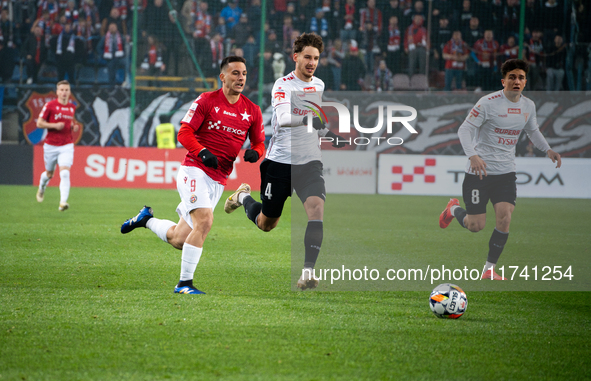 Angel Rodado participates in the game between Wisla Krakow and GKS Tychy in Krakow, Poland, on November 4, 2024. This is a Betclic 1 Liga, P...