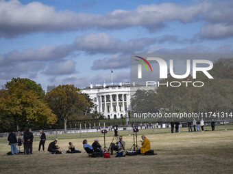 On November 4, 2024, in Washington, DC, a day before election day, the Secret Service and businesses board up the front of buildings and pla...