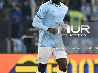 Boulaye Dia of S.S. Lazio celebrates after scoring the goal of 1-0 during the 11th day of the Serie A Championship between S.S. Lazio and Ca...