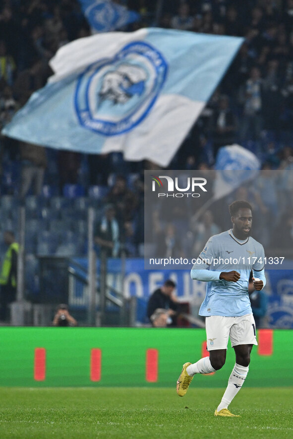 Boulaye Dia of S.S. Lazio celebrates after scoring the goal of 1-0 during the 11th day of the Serie A Championship between S.S. Lazio and Ca...