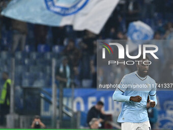 Boulaye Dia of S.S. Lazio celebrates after scoring the goal of 1-0 during the 11th day of the Serie A Championship between S.S. Lazio and Ca...