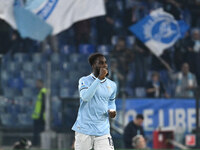 Boulaye Dia of S.S. Lazio celebrates after scoring the goal of 1-0 during the 11th day of the Serie A Championship between S.S. Lazio and Ca...