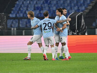 Boulaye Dia of S.S. Lazio celebrates after scoring the goal of 1-0 during the 11th day of the Serie A Championship between S.S. Lazio and Ca...