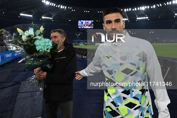 Mattia Zaccagni of S.S. Lazio and Marco Rosci, father of Flavio, are present during the 11th day of the Serie A Championship between S.S. La...