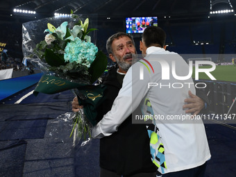 Mattia Zaccagni of S.S. Lazio and Marco Rosci, father of Flavio, are present during the 11th day of the Serie A Championship between S.S. La...