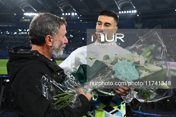 Mattia Zaccagni of S.S. Lazio and Marco Rosci, father of Flavio, are present during the 11th day of the Serie A Championship between S.S. La...