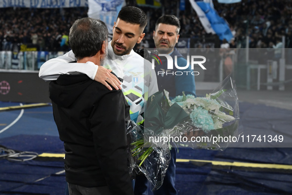 Mattia Zaccagni of S.S. Lazio and Marco Rosci, father of Flavio, are present during the 11th day of the Serie A Championship between S.S. La...