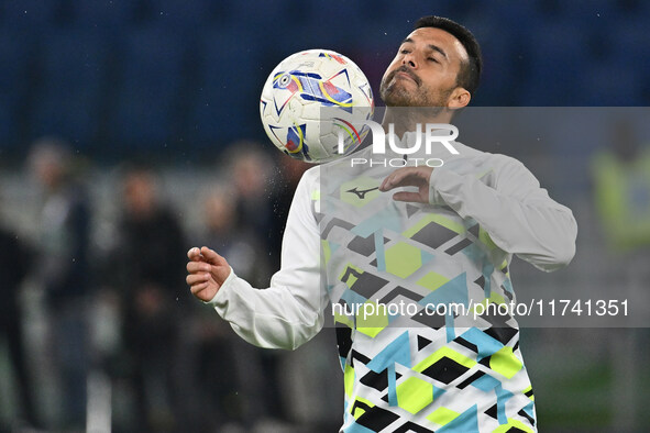 Pedro of S.S. Lazio participates in the 11th day of the Serie A Championship between S.S. Lazio and Cagliari Calcio at the Olympic Stadium i...