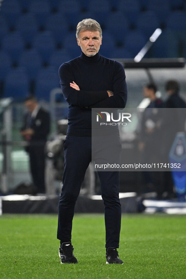 Marco Baroni coaches S.S. Lazio during the 11th day of the Serie A Championship between S.S. Lazio and Cagliari Calcio at the Olympic Stadiu...