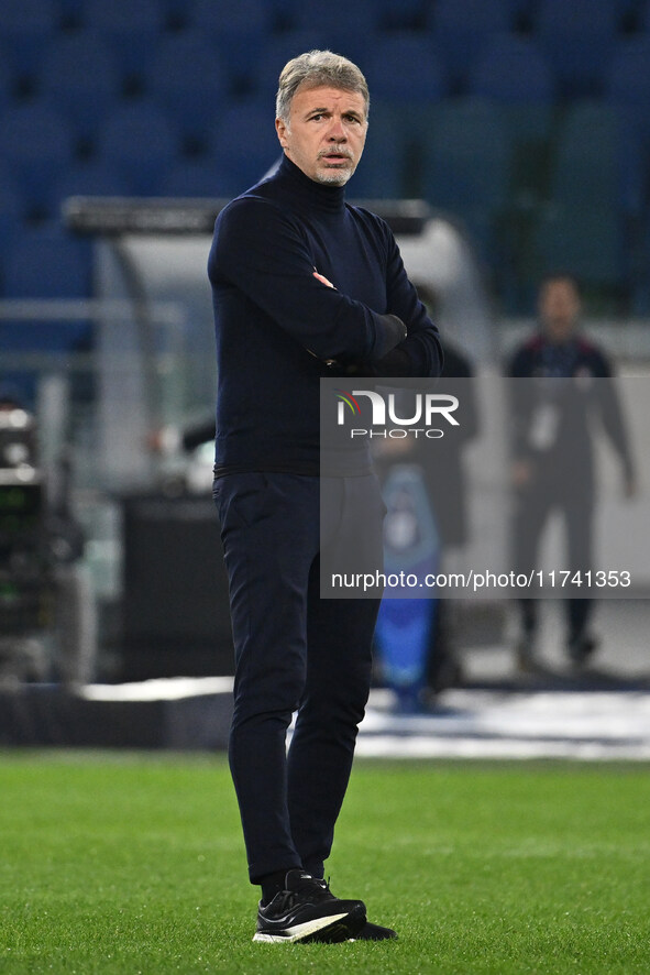 Marco Baroni coaches S.S. Lazio during the 11th day of the Serie A Championship between S.S. Lazio and Cagliari Calcio at the Olympic Stadiu...