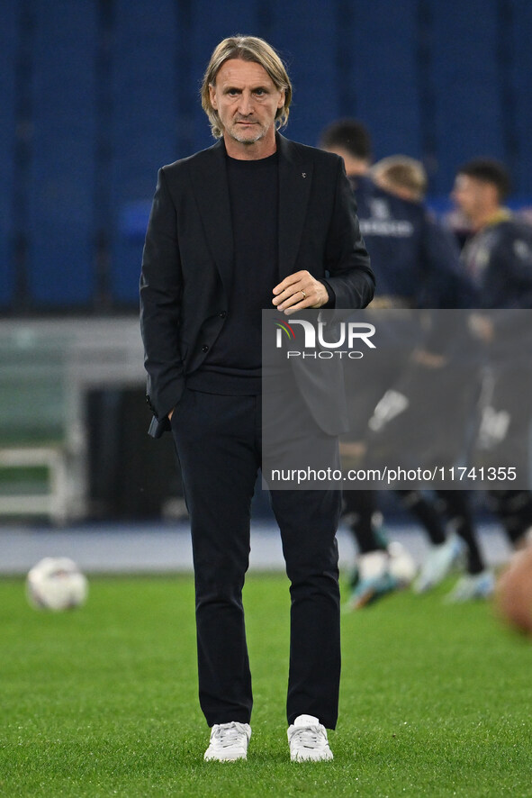 Davide Nicola coaches Cagliari Calcio during the 11th day of the Serie A Championship between S.S. Lazio and Cagliari Calcio at the Olympic...