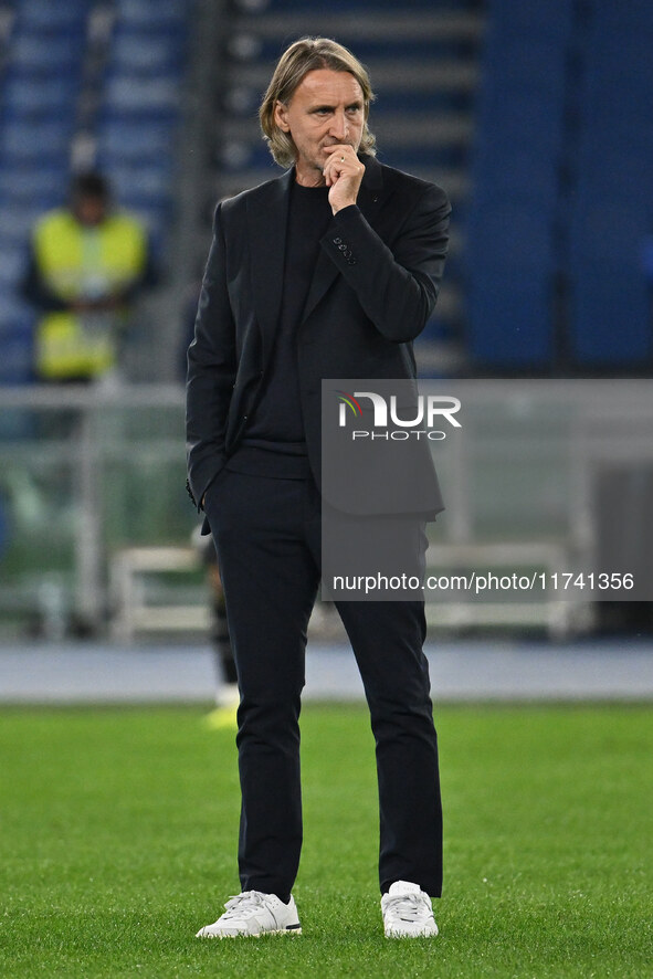 Davide Nicola coaches Cagliari Calcio during the 11th day of the Serie A Championship between S.S. Lazio and Cagliari Calcio at the Olympic...