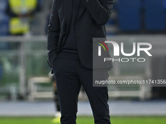 Davide Nicola coaches Cagliari Calcio during the 11th day of the Serie A Championship between S.S. Lazio and Cagliari Calcio at the Olympic...