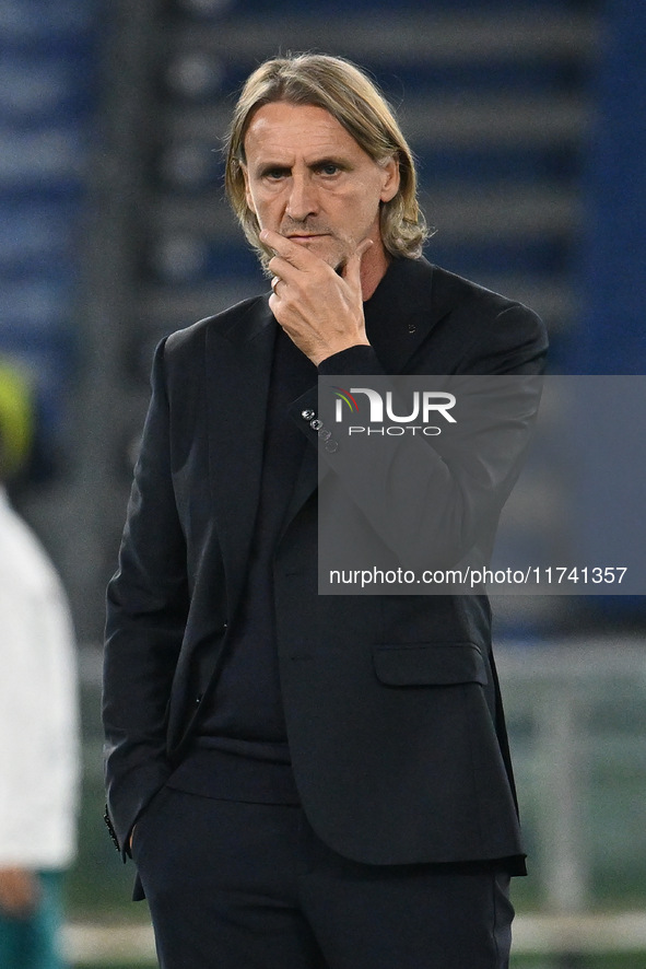 Davide Nicola coaches Cagliari Calcio during the 11th day of the Serie A Championship between S.S. Lazio and Cagliari Calcio at the Olympic...