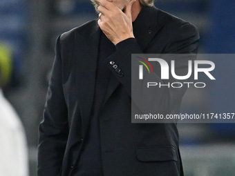 Davide Nicola coaches Cagliari Calcio during the 11th day of the Serie A Championship between S.S. Lazio and Cagliari Calcio at the Olympic...