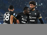 Zito Luvumbo of Cagliari Calcio celebrates after scoring the goal to make it 1-1 during the 11th day of the Serie A Championship between S.S...