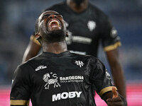 Zito Luvumbo of Cagliari Calcio celebrates after scoring the goal to make it 1-1 during the 11th day of the Serie A Championship between S.S...