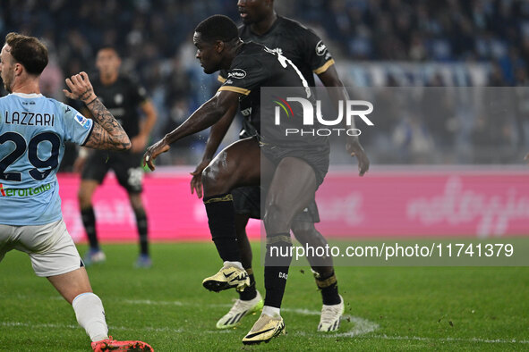 Zito Luvumbo of Cagliari Calcio scores the goal for 1-1 during the 11th day of the Serie A Championship between S.S. Lazio and Cagliari Calc...