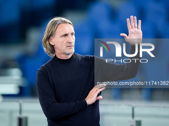 Davide Nicola head coach of Cagliari Calcio gestures during the Serie A Enilive match between SS Lazio and Cagliari Calcio at Stadio Olimpic...