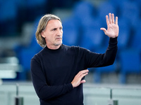 Davide Nicola head coach of Cagliari Calcio gestures during the Serie A Enilive match between SS Lazio and Cagliari Calcio at Stadio Olimpic...